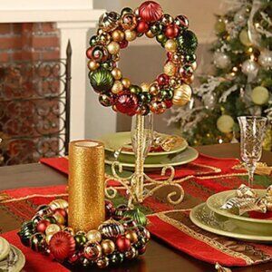 Vintage QVC Set 2 Shatterproof Ornament Wreaths 2/Stands by David Shindler NWT